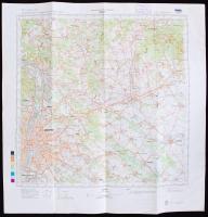 1984 Magyar Honvédség Vezérkara nyílt pecsétes térképe: Budapest kelet és környéke 1:200000/ Military map