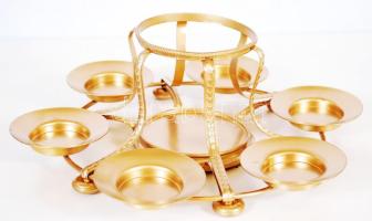 Régi réz italkínáló /  Vintage brass drink serving plate, 32x10cm