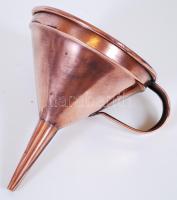 Régi vörösréz tölcsér /  Vintage copper funnel, 15x15cm