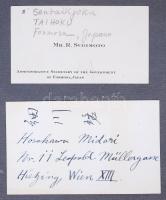 cca 1920 76 db nagyrészt eszpereantista névjegy, többek között Zamenhoftól, sok aláírt albumban / 76...