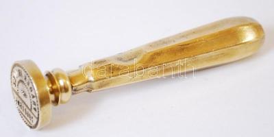 cca 1900 "Práger Ignácz Polgárdi" feliratú, nagyméretű, réz pecsétnyomó, 12,5cm