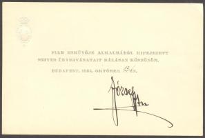 1924 József főherceg aláírása, fia esküvői meghívóján/ Joseph August Viktor Klemens signature