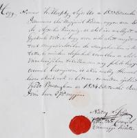 1834 Ajánlólevél pecséttel Návay László, Csanád vármegyei követ részéről
