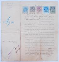 1903 Kiskunfélegyházi kölcsönlevél, 1, 1.50, 6, 10, 40 K illetékbélyegekkel.