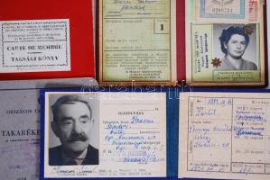 18 db klf igazolvány, lakbérkönyv, takarékbetétkönyv, bérletigazolványok