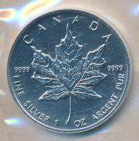 Kanada 1997. 5$ Ag "II. Erzsébet / Juharlevél" (1oz/0.999) laminált fóliában T:BU
Canada 1...