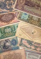 181b vegyes bankjegy a pengő időszakból, közte Pápai Csekk többféle címlet + Pester Lloyd 1K utalván...