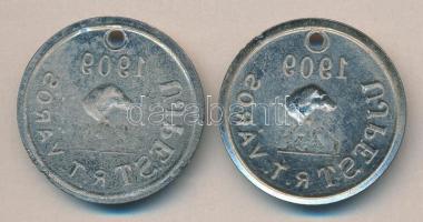 1909. Újpest városi sorszámozott kutyabárca (2db) T:2