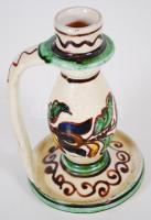 Gyertyatartó, jelzett Páll Antal Korond 1974, kézzel festett, hibátlan,  m:15 cm / Ceramics candlest...