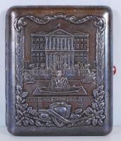 cca 1950 Domborműves díszítésű orosz cigarettatárca /  Russian cigarette case with bas relief on top, 12x9cm