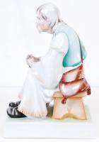 Szalonnázó paraszt, nagyméretű, kézzel festett, jelzett Zsolnay porcelán figura / 
Hand painted Zsol...