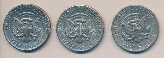 Amerikai Egyesült Államok 1971D-1973D. 1/2$ "Kennedy" (3xklf) T:2,2-
USA 1971D-1973D. 1/2 ...