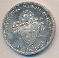 1938. 5P Ag "Szent István" T:2- ph