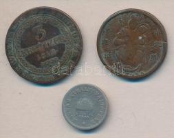 1763S PH-KM Poltura Cu "Mária Terézia" T:3 + 1812G 3Kr T:3 ly. + 1894. 10f T:3