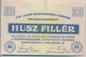 Dunaszerdahely/hadifogolytábor 1916. január 15. 20f T:II javítva