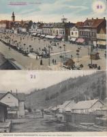 2 db régi, erdélyi képeslap: Marosvásárhely és Gyimesközéplok vasútállomással / 2 Transylvanian postcards: Marosvásárhely and Gyimesközéplok with railway station