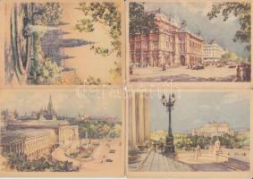 Vienna 6 db régi, használatlan képeslap, Karl Schwetz festményeinek reprodukciói / 6 unused postcards, Karl Schwetz painting reproductions