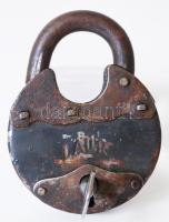 Antik "Laur" lakat kulccsal, d:9 cm / Antique padlock with key