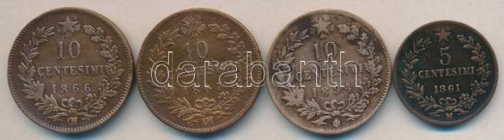 Olaszország 1861. 5c + 1866. 10c + 1877. 10c + 1894. 10c "II. Viktor Emanuel" T:2-,3
Italy...
