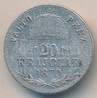1870GYF 20Kr "Váltó Pénz" Ag T:3-