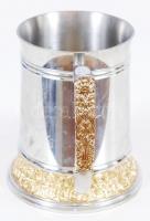 Sörös korsó kb 0,4 l, fém, aranyozott díszítéssel, jelzett, m:13 cm/ Metal beer mug