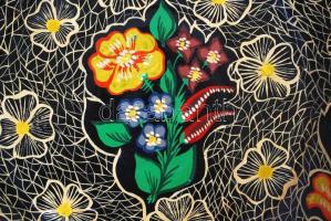 Nagyméretű fazekas dísztál, jelzett, Makfalvi Székely Fazekasság, kézzel festett, hibátlan, d:42 cm