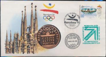 1991. "János Pál pápa" 100Ft, az első magyar érmés boríték-FDC T:BU + 1992. "Barcelon...
