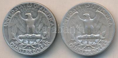 Amerikai Egyesült Államok 1952S 1/4$ Ag "Washington" + 1958D 1/4$ Ag "Washington&quot...