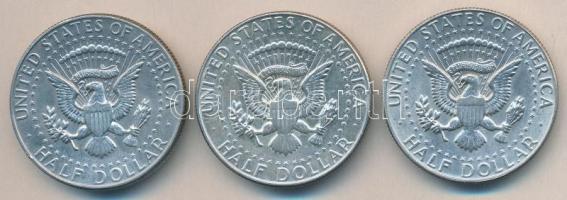 Amerikai Egyesült Államok 1965/66/67. 1/2$ Ag "Kennedy" (3x) T:2
USA 1965/66/67. 1/2 Dolla...