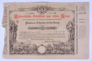 Ausztria 1882. 10 Gulden értékű Osztrák Vöröskereszt kötvény T:III Austria 1882. Austrian Red Cross debenture bond in 10 Gulden value C:F