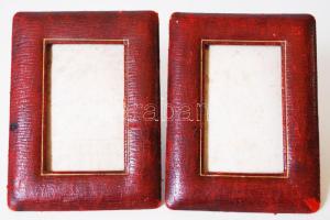 Cca 1920 2 db antik bőr fényképtartó, apró hibával 13×10 cm/ Antique leather photo compartment