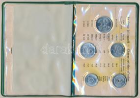 1977. 2f-10Ft 9klf "Magyar Népköztársaság" forgalmi érméi méregzöld műbőrtokban T:1