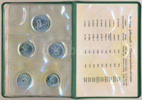 1977. 2f-10Ft 9klf "Magyar Népköztársaság" forgalmi érméi méregzöld műbőrtokban T:1