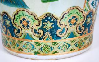 Terebess, zöld kacsás padlóváza, kézzel festett,  jelzett, m:60 cm/ Hand painted Terebess porcelain ...