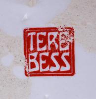 Terebess, zöld kacsás padlóváza, kézzel festett,  jelzett, m:60 cm/ Hand painted Terebess porcelain ...