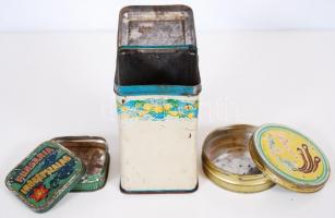Cca 1910 fém reklám dobozok: cigarettás, írógépszalagos, cikóriás/ Metal boxes of cigarette, coffe, ...