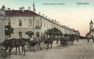 Békéscsaba Szent István tér, lovasfogatok (Rb)