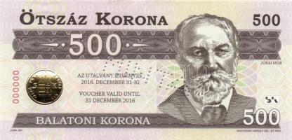 2012. "Balatoni Korona" helyi pénz sorozat: 500K "MINTA" + 1000K "MINTA" + 2000K "MINTA" + 5000K "MINTA" + 10.000K "MINTA" + 20.000K "MINTA" T:I