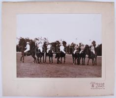 Cca 1900, 4 db kemény hátú fotó lovaspóló mérkőzésről, jelzett, Halmi udvari fényképész/ Polo match ...