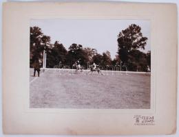 Cca 1900, 4 db kemény hátú fotó lovaspóló mérkőzésről, jelzett, Halmi udvari fényképész/ Polo match ...
