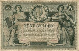 1881. 5Ft / 5G "Osztrák-Magyar Bank" piros sorszámozással T:III
Austro-Hungarian Monarchy ...