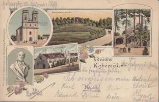 1899 Kisbér ménes istálló, Wenckheim és Kozma emlékmű, Pokol-domb, katolikus templom, litho