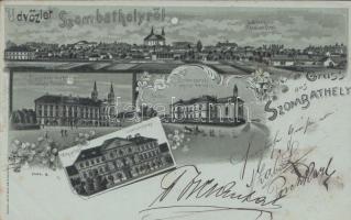 1899 Szombathely Püspöki palota, Emberbarát egylet kórháza, megyeháza, litho (kis szakadás / small tear)