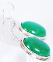 Krizopráz fülbevaló pár ezüst (Ag) foglalatban / 
A pair of chrysophrase earrings in silver frame, 4...