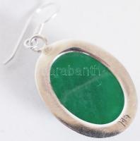 Krizopráz fülbevaló pár ezüst (Ag) foglalatban / 
A pair of chrysophrase earrings in silver frame, 4...