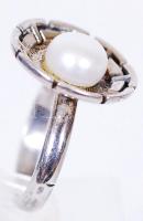 Ezüst (Ag) gyűrű tenyésztett gyönggyel / 
Silver ring with a cultured pearl, s: 54, br: 4,62gr