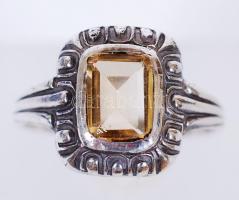 Art deco ezüst (Ag) gyűrű fazettált citrinnel /  Art deco silver ring with a faceted citrine, s: 54, br: 3,42gr