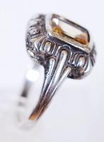 Art deco ezüst (Ag) gyűrű fazettált citrinnel / 
Art deco silver ring with a faceted citrine, s: 54,...