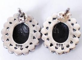 Ezüst (Ag) fülbevaló pár zománccal és markazitokkal / 
A pair of silver earrings with enamel and mar...