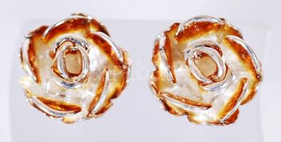 Rózsát ábrázoló, kézzel készült, ezüst (Ag) fülbevaló pár /  A pair of hand made silver earrings shaping roses, 4,93gr